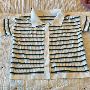 Vintage Style Knit Button Up Top Striped